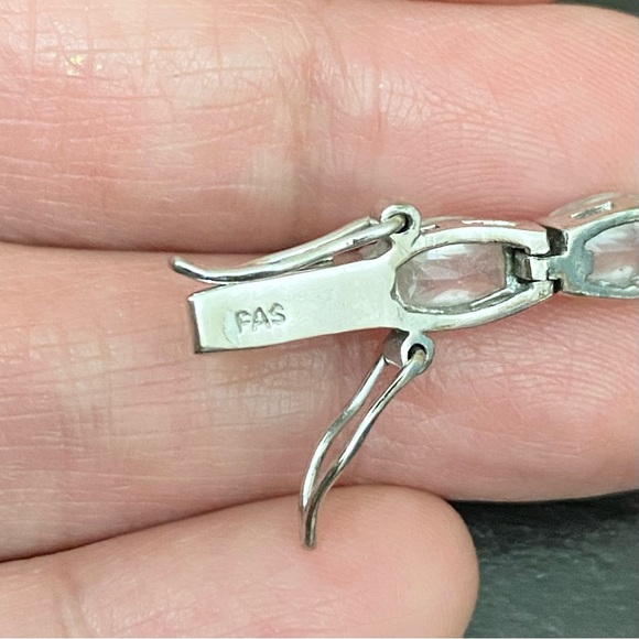 Vintage FAS 925 Stamped Sterling Silver CZ Cubic Zirconia Tennis Bracelet - Picture 15 of 16